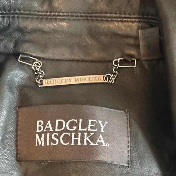 BADGLEY MISCHKA Women's Black Leather Jacket - Picture 2 of 15